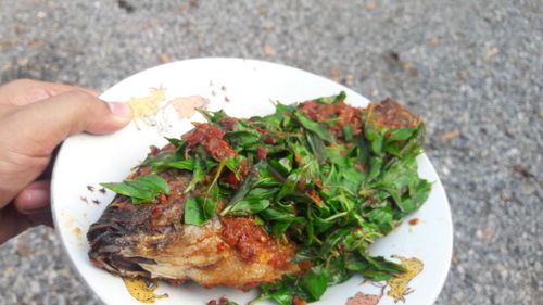 Close-up of hand holding food