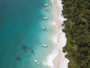 High angle view of beach against sky