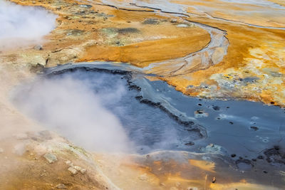 View of the lava fields of a past volcanic eruption in iceland