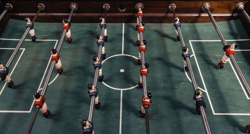 High angle view of crowd on soccer field