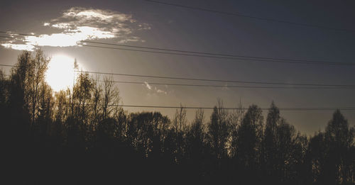 Silhouette trees against sky during sunset