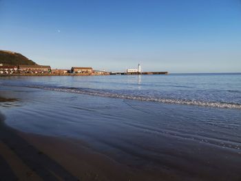 Scenic view of sea against clear sky