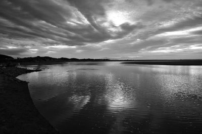 Scenic view of sea against cloudy sky