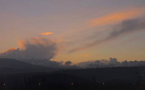 Scenic view of silhouette landscape against sky during sunset