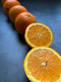 Close-up of orange slices on table
