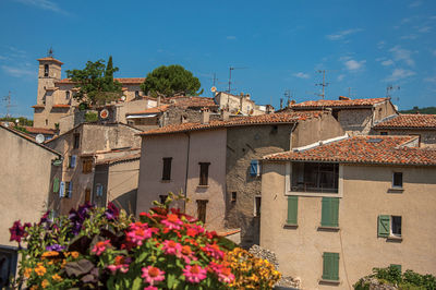 View of the houses at the quiet and charming village of figanieres, in the french provence.