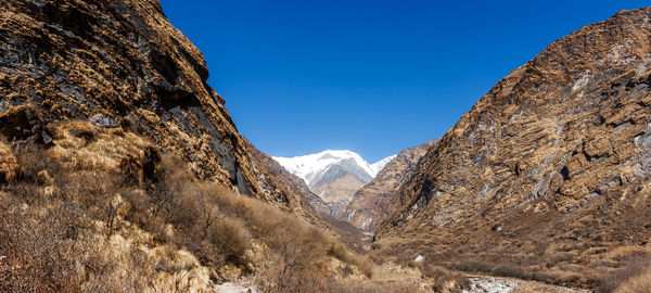 Scenic view of mountains against clear sky