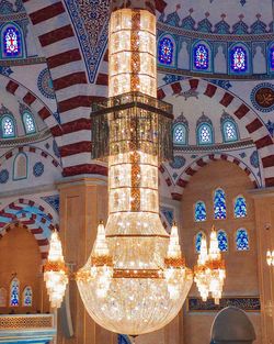 Low angle view of illuminated cathedral