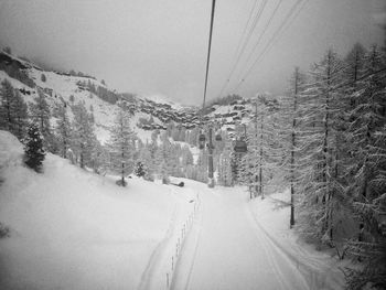 Road passing through snow covered landscape