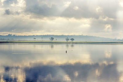 Scenic view of lake against sky