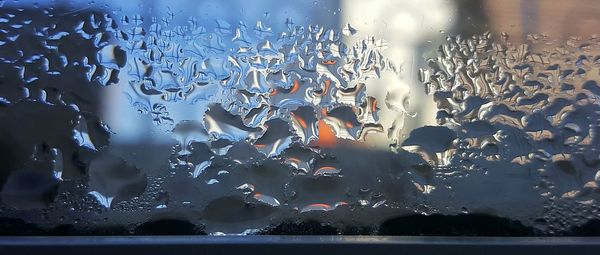 Close-up of water on window