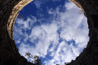 Low angle view of building against blue sky