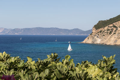 Scenic view of sea against clear sky