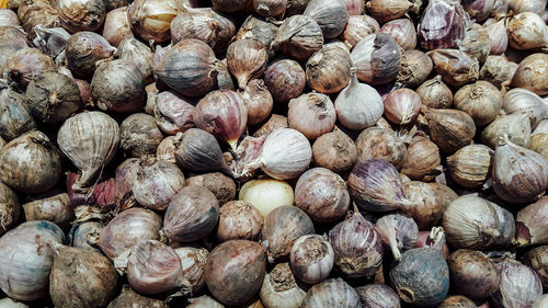 Full frame shot of onions for sale at market stall