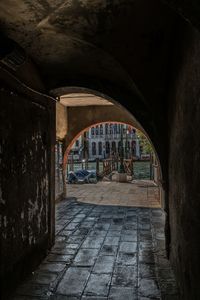 Empty corridor in old building