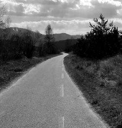 Road by trees against sky