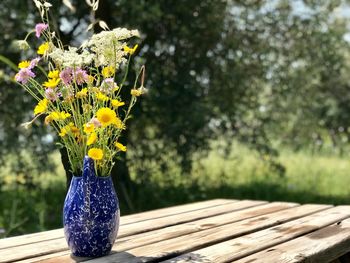 Close-up of flower pot on table