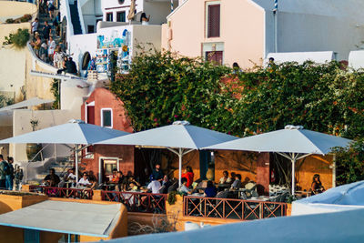 High angle view of people at beach