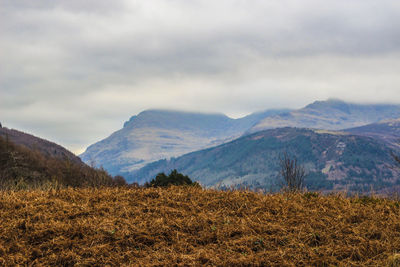 Scenic view of mountains against sky