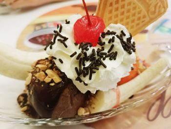 Close-up of ice cream in plate