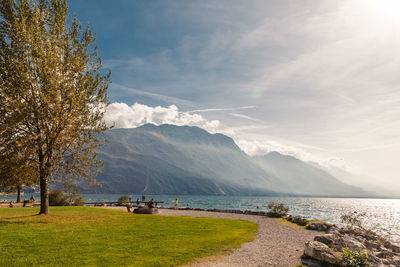 Scenic view of lake against sky