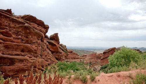 Scenic view of rocky mountains against sky