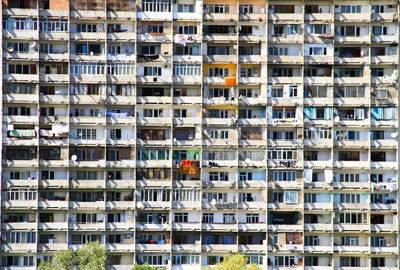 High angle view of residential buildings in city