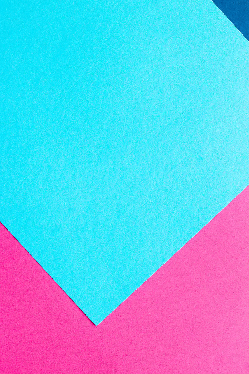 pink, blue, no people, turquoise, paper, aqua, copy space, close-up, backgrounds, multi colored, indoors, high angle view, circle, pattern, azure, textured, full frame, magenta, colored background, shape