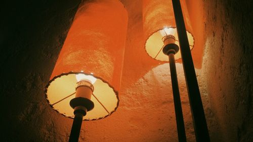 Low angle view of illuminated street light