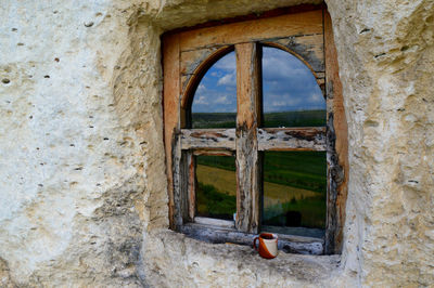 Coffee cup on window