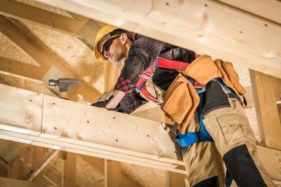 Mature man working at construction site