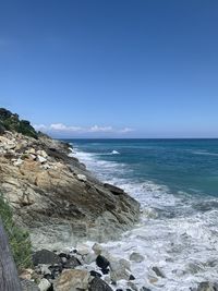 Scenic view of sea against clear sky