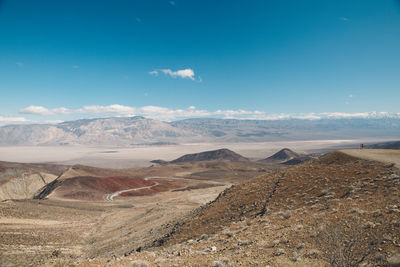 Scenic view of landscape against blue sky