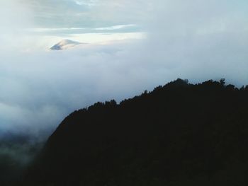 Scenic view of silhouette mountain against sky