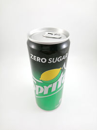 High angle view of drink against white background