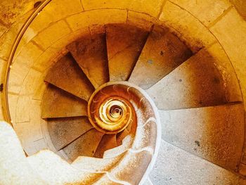 High angle view of spiral staircase