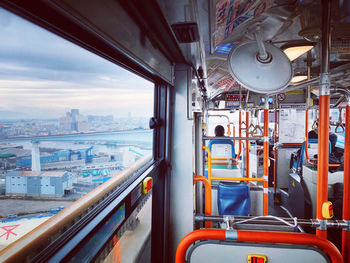 View of train through window