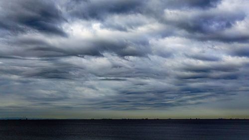 Scenic shot of calm sea against cloudy sky