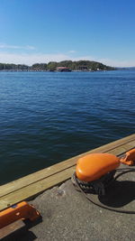 Scenic view of lake against clear sky