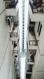 High angle view of stairs along buildings