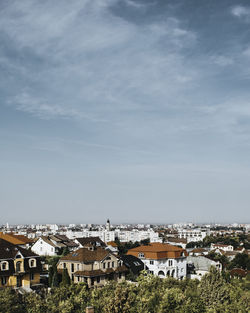 High angle shot of townscape against sky