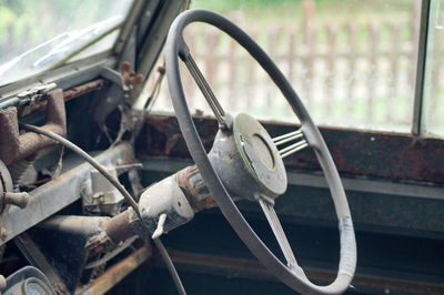 Close-up of rusty wheel