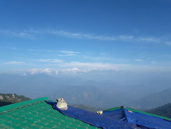 High angle view of swimming pool against sky