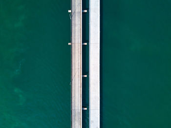 High angle view of swimming pool by lake