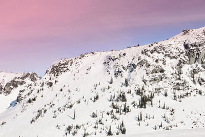 Scenic view of snow covered mountain against sky