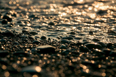 Abstract unfocused bokeh sunset in the sea. batumi. georgia