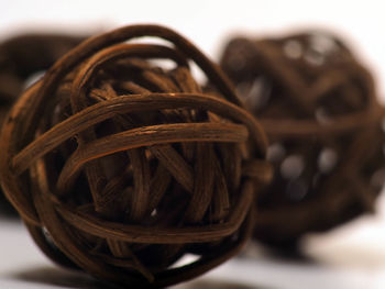 Close-up of wicker basket on table