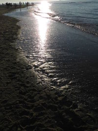 High angle view of beach during sunset