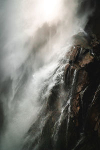 Low angle view of waterfall