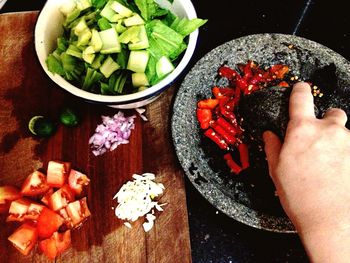 Cropped image of hand holding food